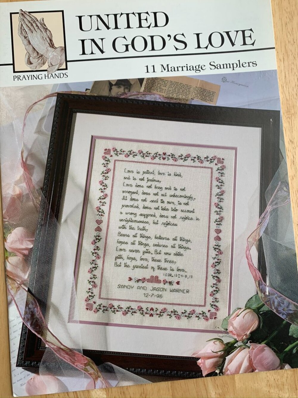 United in Gods Love 11 Marriage Samplers Praying Hands Cross Stitch Patterns